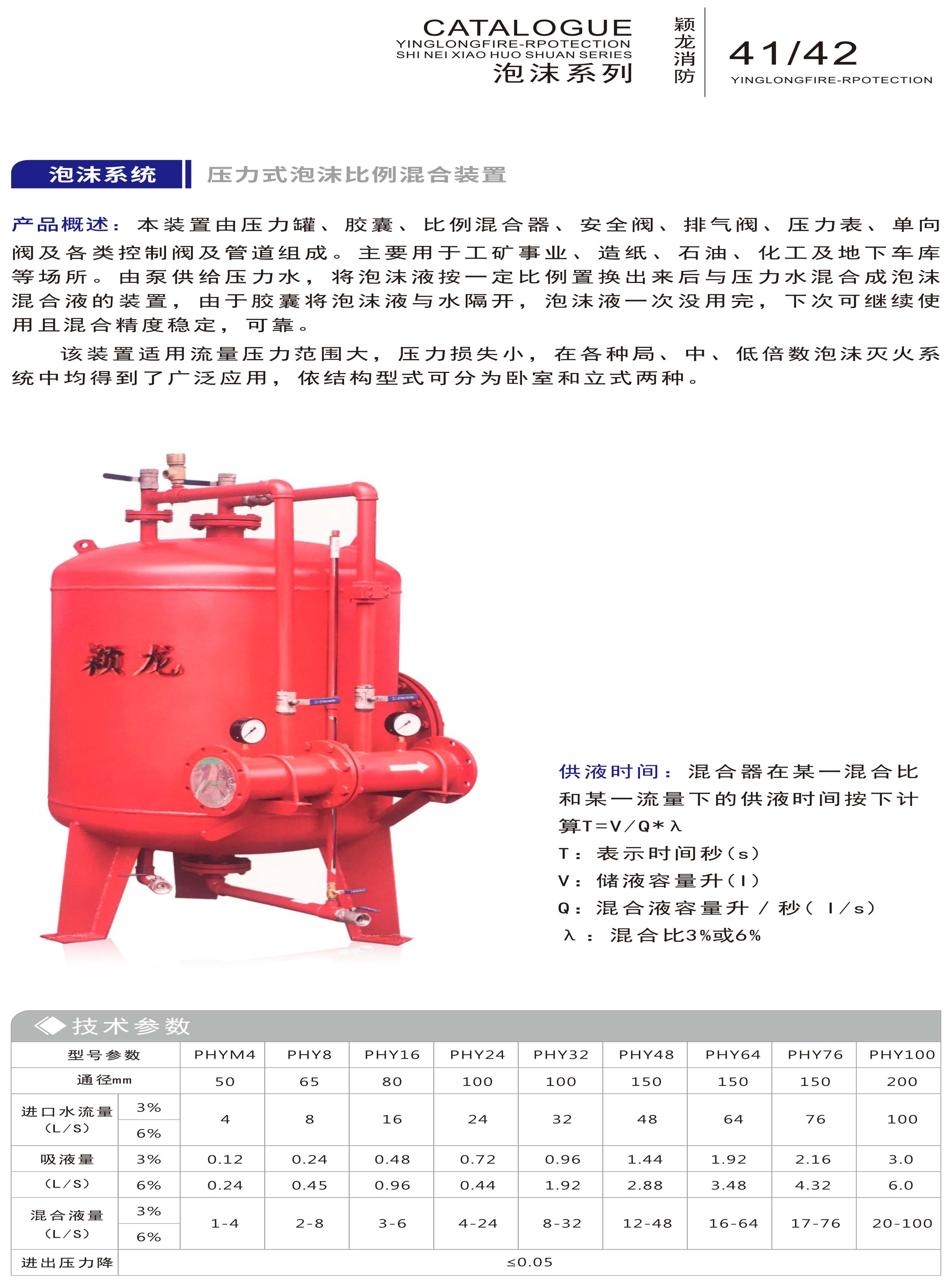 颖龙：压力式泡沫装置 