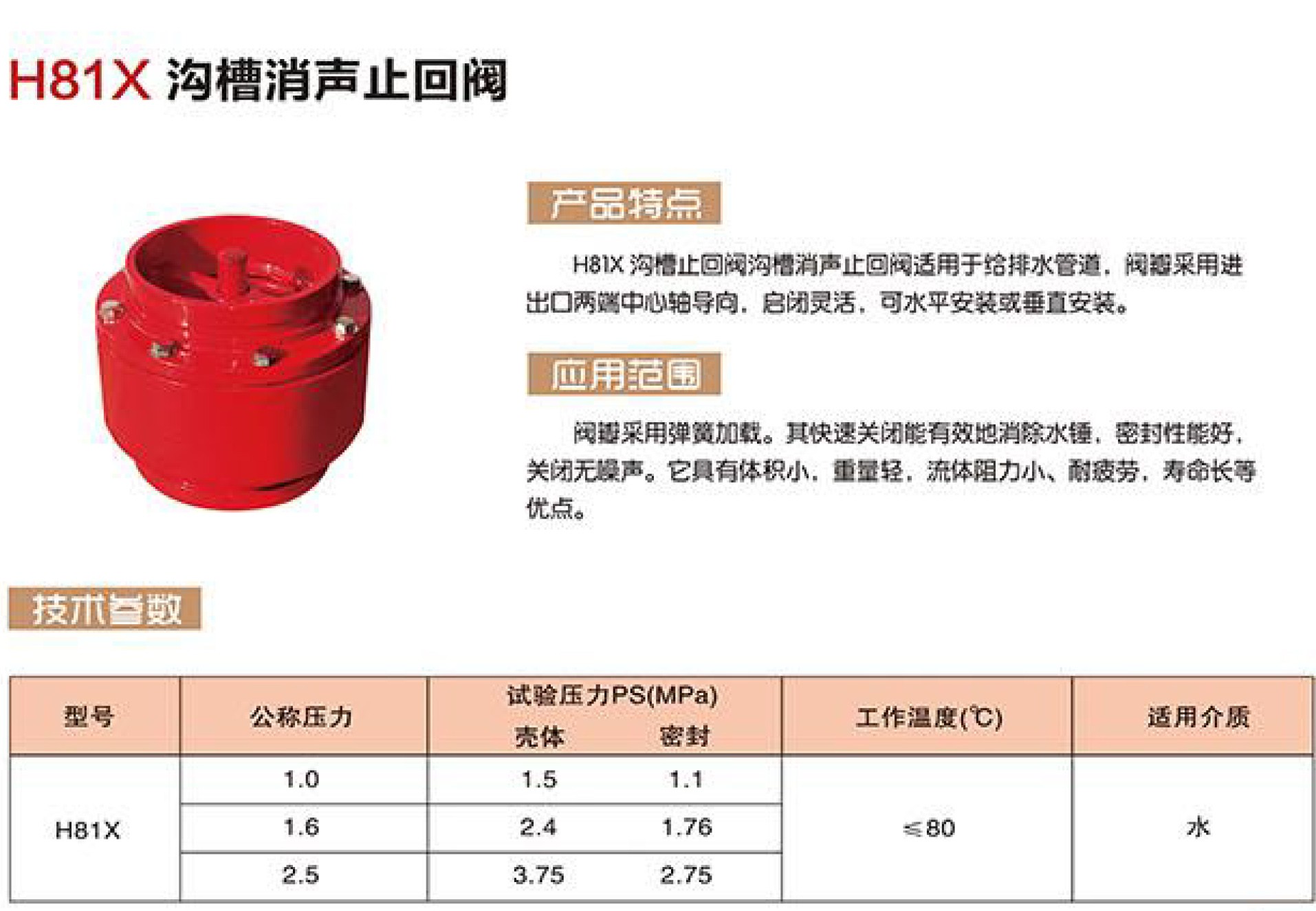 百川通 H81X 沟槽消声止回阀